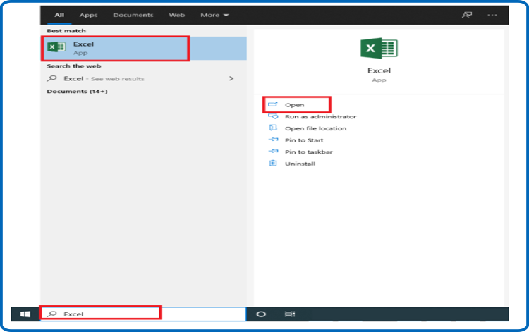 Excel-2021 start-menu