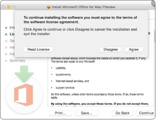 Office 2016 for Mac license-agrrement