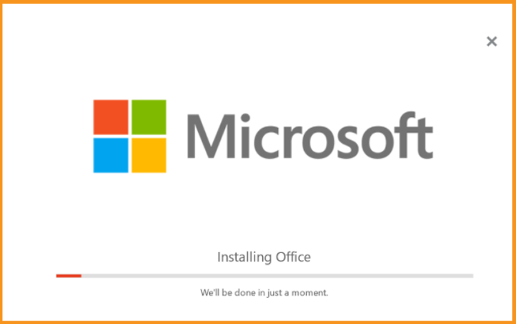 The installation is progressing Install Outlook 2019