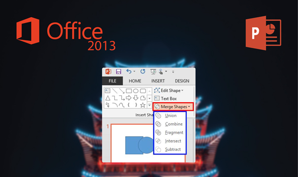 PowerPoint 2013 The shape combination menu